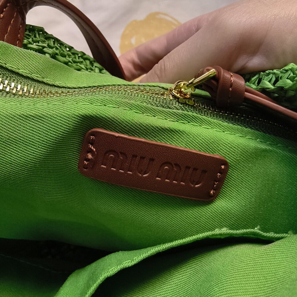 MiuMiu Green Woven Tote Bag - Picture 5 of 6